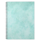 淡いブルーの緑の水彩画の紙の背景のブランク ノートブック (正面)