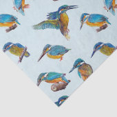 淡いブルーの背景で絵を描かれるカワセミ 薄葉紙 (詳細)