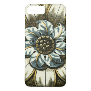 淡いブルーの背景の華美な花の円形浮彫り iPhone 8 PLUS/7 PLUSケース