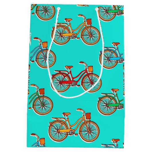 淡いブルーの自転車媒体のギフトバッグ ミディアムペーパーバッグ (裏面)