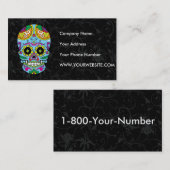 淡いブルーの花のメキシコ入れ墨の砂糖のスカル 名刺 (正面/裏面)