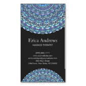 淡いブルーの花の曼荼羅 マグネット名刺 (正面縦)