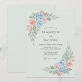 淡いブルーの花嫁衣裳のロマンティックな結婚式 招待状 (正面/裏面)