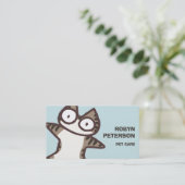 淡いブルーの虎猫猫 名刺 (スタンド正面)