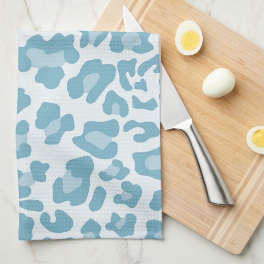 淡いブルーの虹のヒョウの版画コレクション- キッチンタオル (四つ折り)