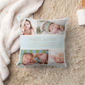 淡いブルーの誕生の発表 クッション (ブランケット)