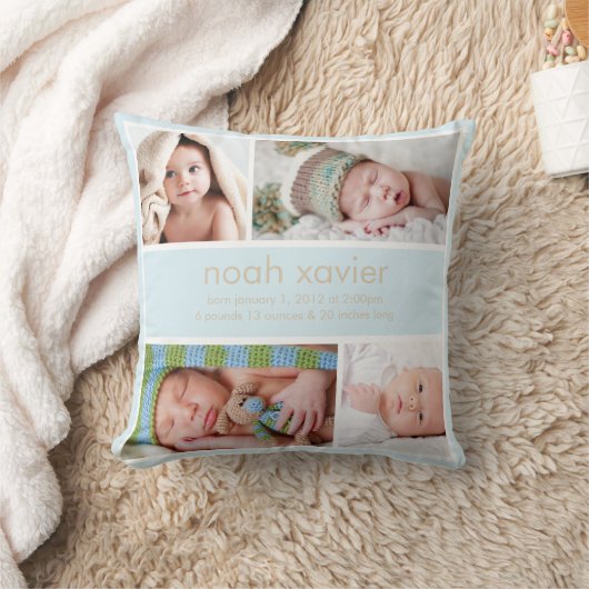 淡いブルーの誕生の発表 クッション (ブランケット)