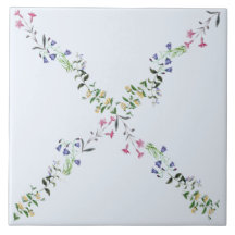 淡いブルーの野生の花の格子タイル6x6