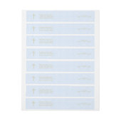 淡いブルーの金ゴールドの十字そして月桂樹 ラップアラウンドラベル (シート)