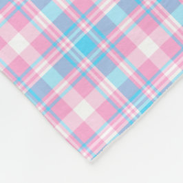 淡いブルーの、ピンクおよび白い格子縞 フリースブランケット