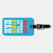 淡いブルー他の赤いバッグの荷物のラベル ラゲッジタグ (正面横)