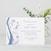 淡いブルー及び灰色の花の魅力の招待 招待状 (スタンド正面)