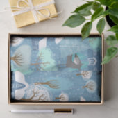 淡いブルー及び白い素朴な国のクリスマス 薄葉紙 (ギフト)