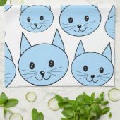 淡いブルー猫。 パターン キッチンタオル (折り畳み)