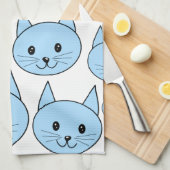 淡いブルー猫。 パターン キッチンタオル (四つ折り)