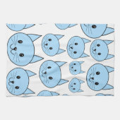 淡いブルー猫。 パターン キッチンタオル (横)