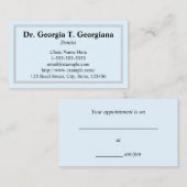 淡いブルー、シンプルな、専門の名刺 予約カード (正面/裏面)