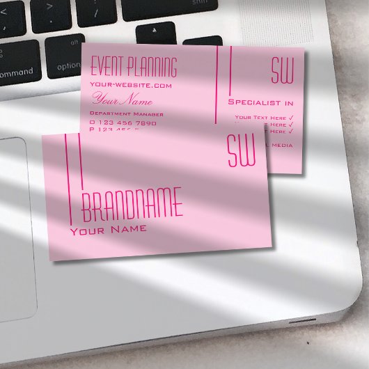 淡いベビーピンクとイニシャルプロフェッショナル 名刺