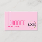 淡いベビーピンクとロゴと写真シンプル付き 名刺 (正面)