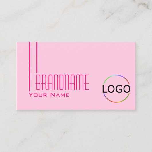淡いベビーピンクとロゴと写真シンプル付き 名刺 (正面)