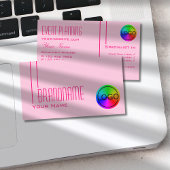 淡いベビーピンクとロゴシンプル付きモダンと 名刺