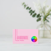 淡いベビーピンクとロゴシンプル付きモダンと 名刺 (スタンド正面)