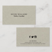 淡いベージュのフェイクリネンのテクスチャ背景 名刺 (正面/裏面)