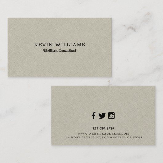 淡いベージュのフェイクリネンのテクスチャ背景 名刺 (正面/裏面)