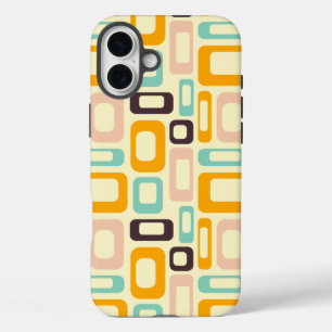 淡いベージュの背景にレトロ幾何学模様 iPhone 16 PLUSケース
