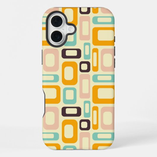 淡いベージュの背景にレトロ幾何学模様 iPhoneケース (裏面)