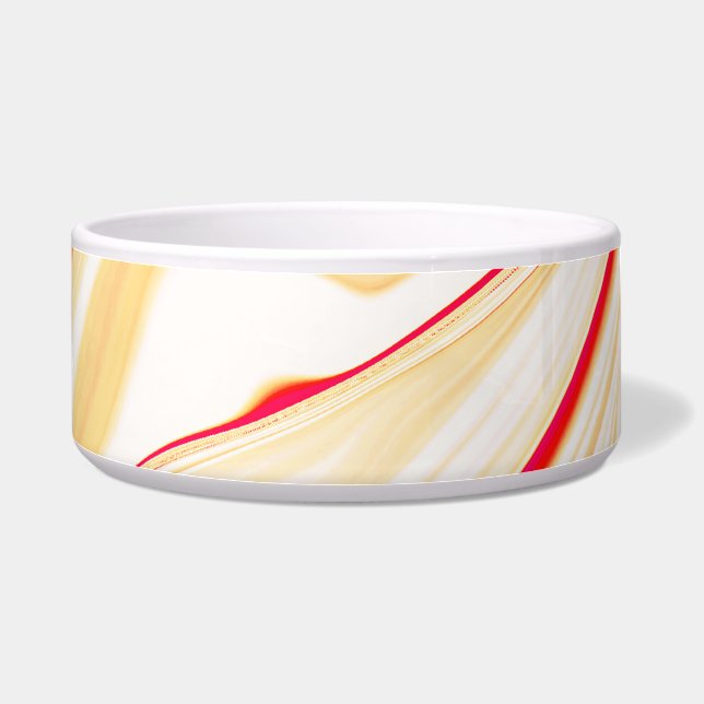 淡いベージュの色調、赤みがかったピンクの曲線のある波状の布 ボウル (右)