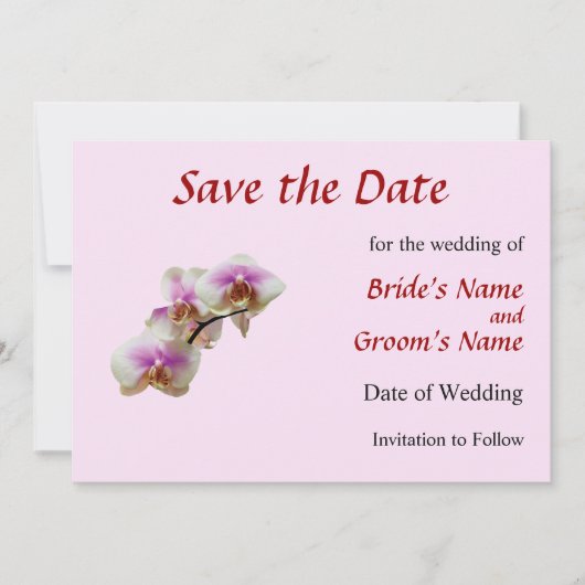 淡いマゼンタと白の蘭 Save The Date セーブザデート (正面)