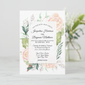 淡いミスト エレガント ウォーターカラー アート フローラル アイボリー ローズ 招待状 (スタンド正面)