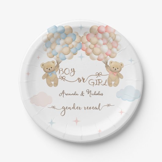 淡いミニマルピンク色の性別の表示 ペーパープレート (正面)