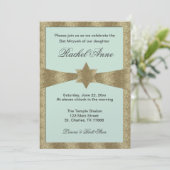 淡いミントグリーンバルミツワー招待状 招待状 (スタンド正面)