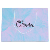 淡いモダンピンクと青の抱き枕 ラージペーパーバッグ (正面)