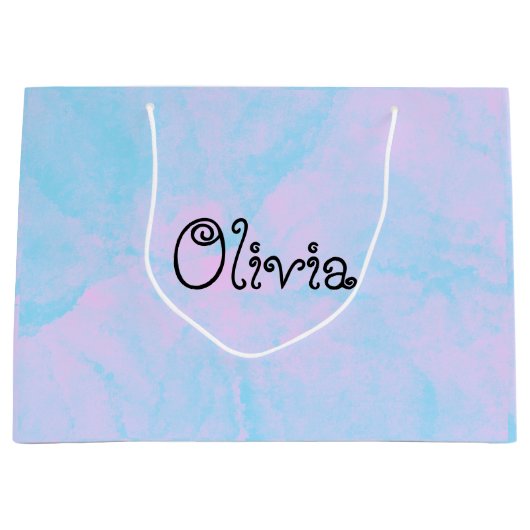 淡いモダンピンクと青の抱き枕 ラージペーパーバッグ (正面)