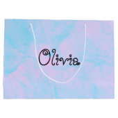 淡いモダンピンクと青の抱き枕 ラージペーパーバッグ (裏面)