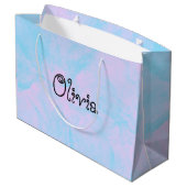 淡いモダンピンクと青の抱き枕 ラージペーパーバッグ (裏面アングル)