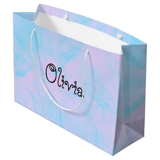 淡いモダンピンクと青の抱き枕 ラージペーパーバッグ (裏面アングル)