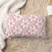 淡いモダンピンクにピンクと白の花 ランバークッション (ブランケット)