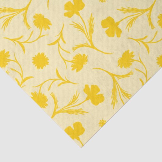 淡いモダン花のパターエレガントン可愛い黄色 薄葉紙 (詳細)