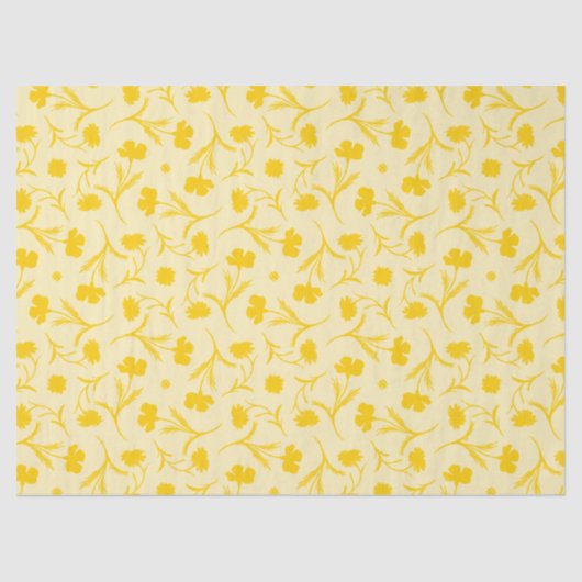 淡いモダン花のパターエレガントン可愛い黄色 薄葉紙 (正面)
