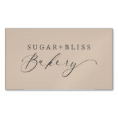 淡いモダン茶色の手書きスクリプトベーカリー マグネット名刺 (正面)