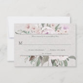 淡いラベンダー・セージ・ピンクの花 - グレー テキスト 出欠カード (正面)