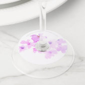 *~* 淡いラベンダー ヴィオレット ピンクの花 水彩 ワイングラスタグ (クローズアップ)