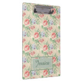 淡いヴィンテージピンクの花のパタパーソナライズされたーン クリップボード (右)