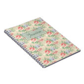 淡いヴィンテージピンクの花のパタパーソナライズされたーン ノートブック (右側)