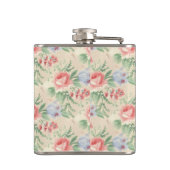淡いヴィンテージピンクの花のパタパーソナライズされたーン フラスク (裏面)