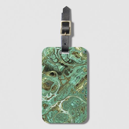 淡い乳白色ティール(緑がかった色)大理石旋回ラゲージタグ ラゲッジタグ (正面縦)